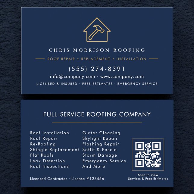 Roofing Company Contractor QR Code Visitkort (Skapare uppladdad)