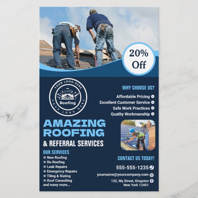 Roofing Company | Custom Logo Services Flygblad (Framsidan)