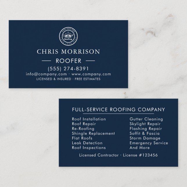 Roofing Company | Custom Logo Services Visitkort (Fram/baksida)