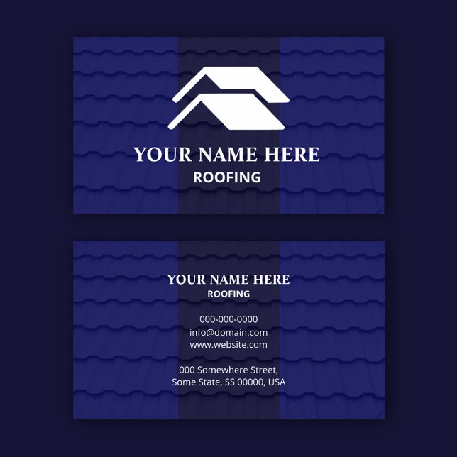 Roofing Contractor Professional Royal Blue Shingle Visitkort (Skapare uppladdad)
