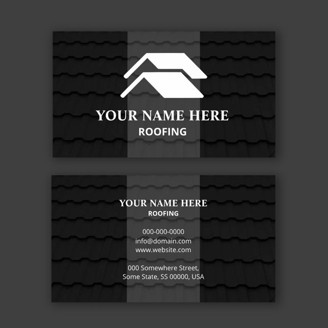 Roofing Modern Black Shingle Texture Visitkort (Skapare uppladdad)