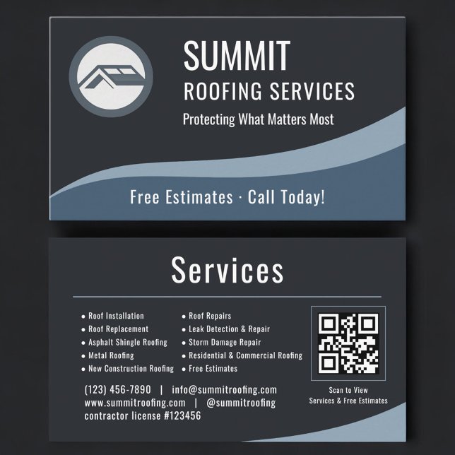 Roofing Roofer QR Code Professional  Visitkort (Skapare uppladdad)