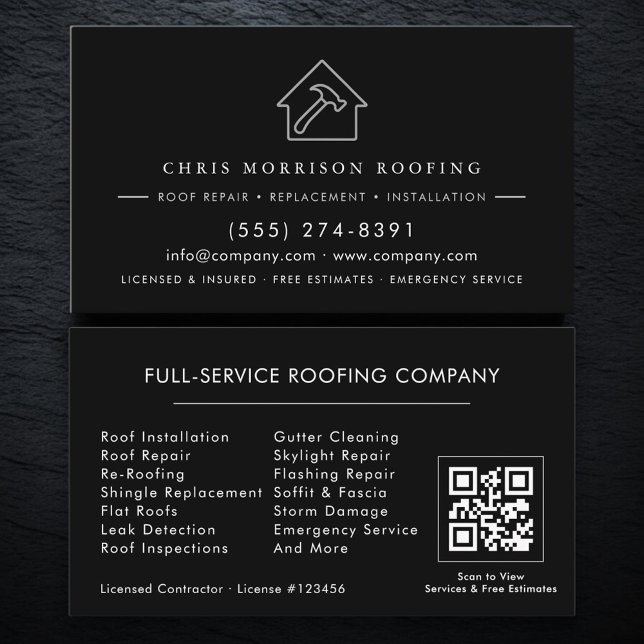 Roofing Service QR Code Visitkort (Skapare uppladdad)
