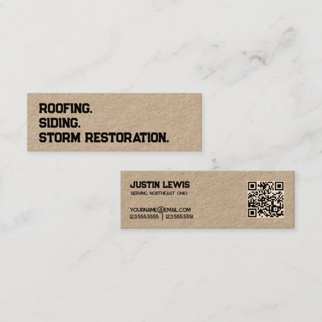 Roofing Siding QR Mini Visitkort (Fram/baksida)
