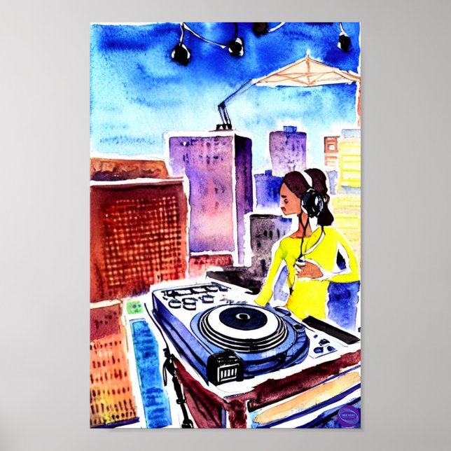 ROOFTOP DJ IN OIL POSTER (Framsidan)