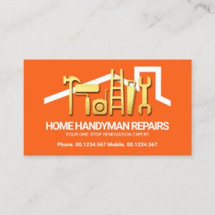 Rooftop för Guld Handyman Verktyg i Bright Orange Visitkort