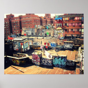 Rooftop Graffiti i Chinatown Poster