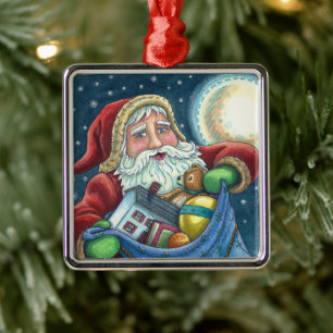 ROOFTOP SANTA BAG OF LEKSAKER, DOLLHOUSE, HOBBYHOR JULGRANSPRYDNAD METALL