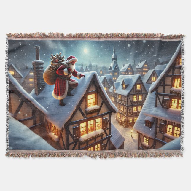 Rooftop Santa Throw Blanket Filt (Framsidan)