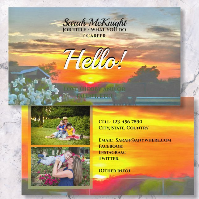 Rooftop Sunset Hello 2295 Calling Card blir Visitkort (Skapare uppladdad)