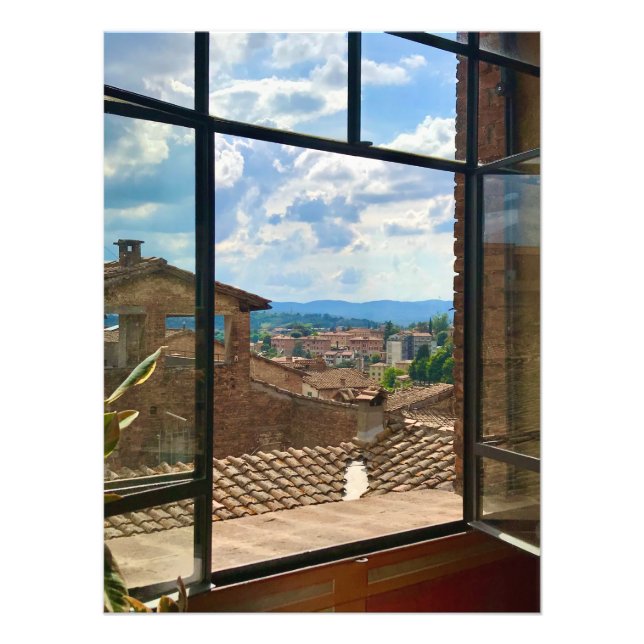 Rooftop View out the Window in Siena, Italien Fototryck (Framsidan)
