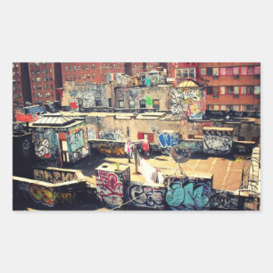 Rooftopgrafitti i Chinatown Rektangulärt Klistermärke