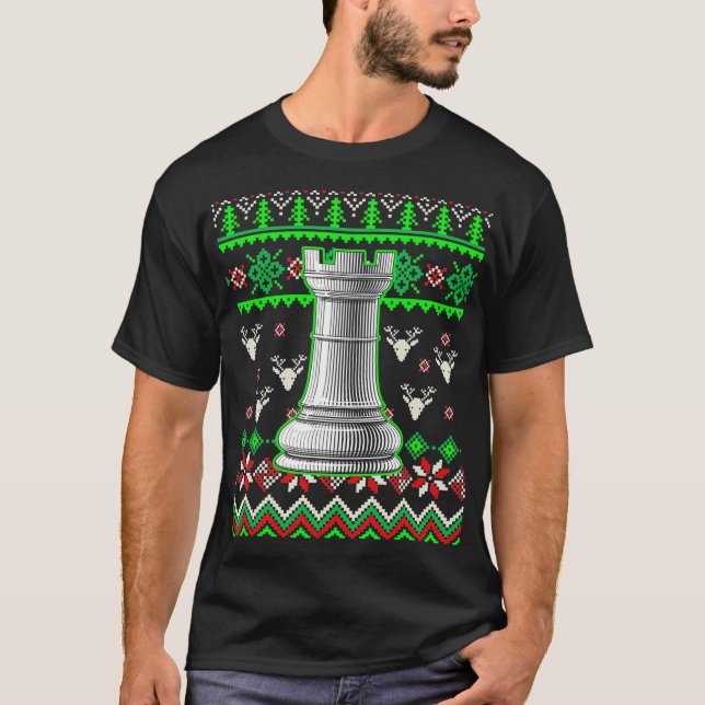 Rook Chessmen Ugly jul Chess T Shirt (Framsida)