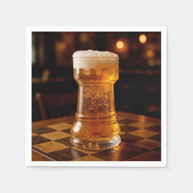 Rook Schackpjäs Ölglas Pappersservett (Framsidan)