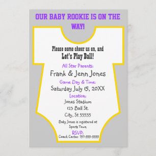 Rookie Baby Shower Inbjudan Lila & Guld