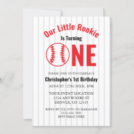 Rookie Baseball 1:a födelsedag Inbjudningar