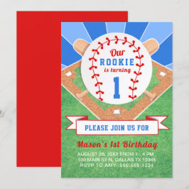 Rookie Baseball 1:a födelsedag Inbjudningar