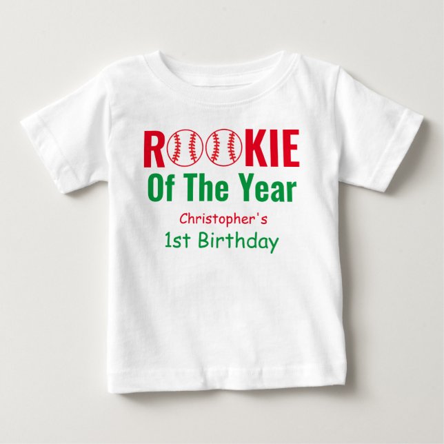 Rookie Baseball 1:a födelsedag T Shirt (Framsida)