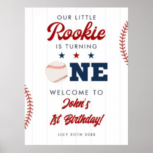 Rookie Baseball 1-års välkomstskylt Poster