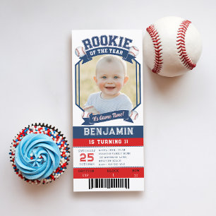Rookie Baseball Biljett Red Blue Boy 1st Birthday