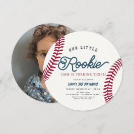 Rookie Baseball Boy Birthday Photo Circle Inbjudningar