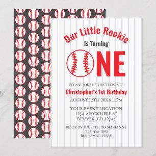 Rookie Baseballs 1-årsdag Inbjudningar