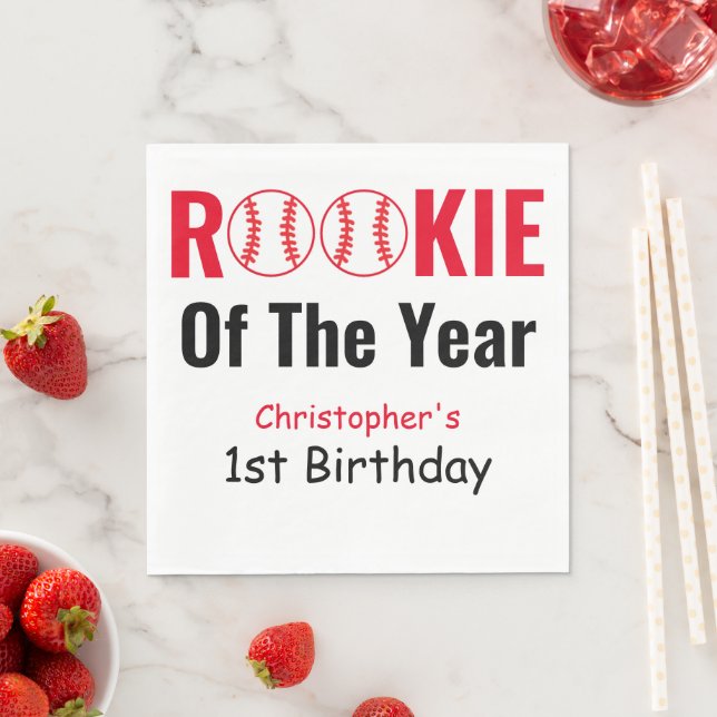 Rookie Baseboll 1-årsdag Pappersservett (Insitu)