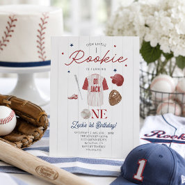 Rookie Baseboll Anpassat namn Pojkar 1-årsdag Inbjudningar