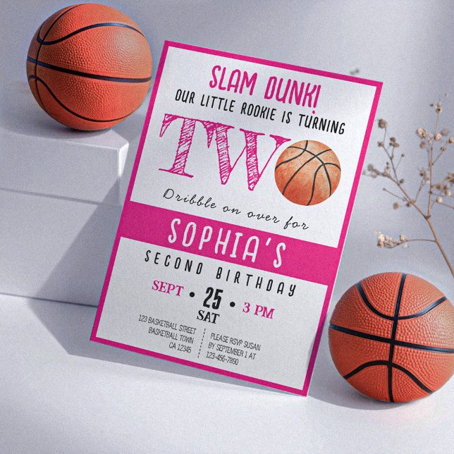 Rookie Basketball Girl 2:a födelsedagen Inbjudningar (Skapare uppladdad)