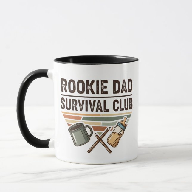 Rookie Dad överlevnadsklubb Retro kaffe Mugg (Vänster)