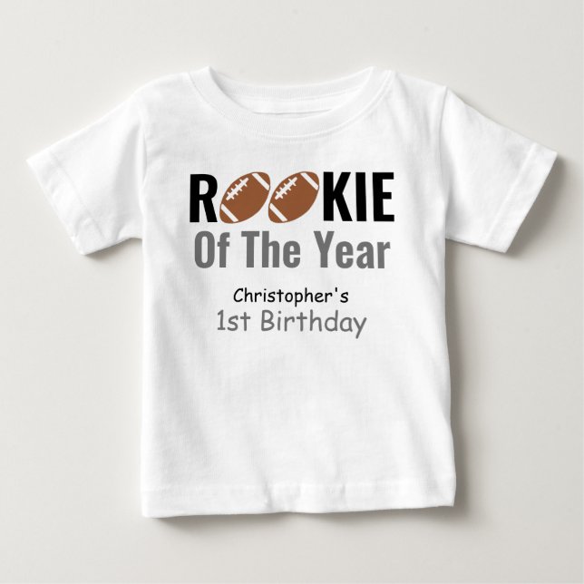 Rookie Football 1st Birthday T Shirt (Framsida)