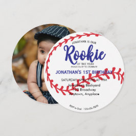 Rookie of the Year 1st Bday Baseball Invitation Tack Kort