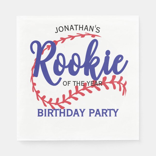Rookie of the Year 1st Bday Baseball Pappersservett (Framsidan)