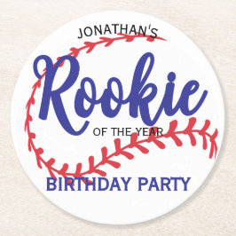 Rookie of the Year 1st Bday Baseball Underlägg Papper Rund