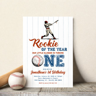 Rookie of the Year Baseball 1st Birthday Inbjudningar