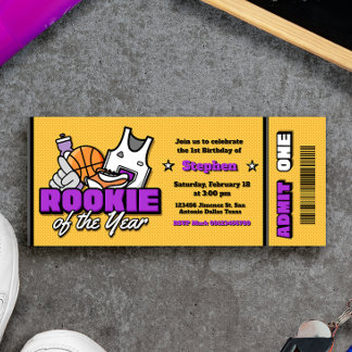 Rookie of the Year - Boy First Birthday Ticket Inbjudningar