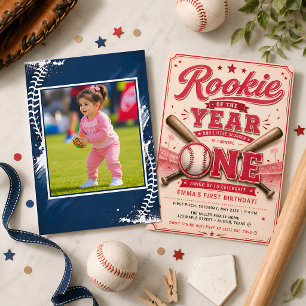 Rookie-säsong Rosa Baseboll Födelsedag Inbjudningar