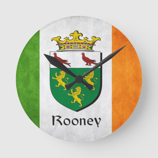 Rooney Irish Flagga Rund Klocka (Framsida)