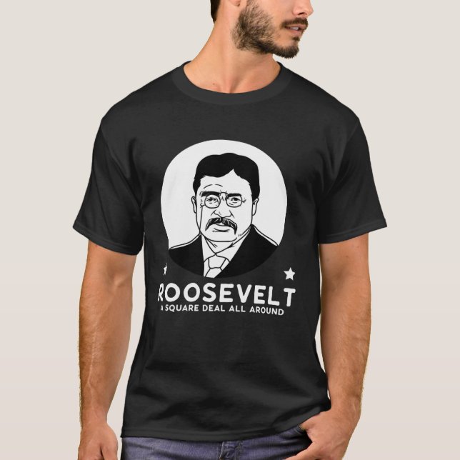 Roosevelt An All Round Fair Deal Progressive Party T Shirt (Framsida)