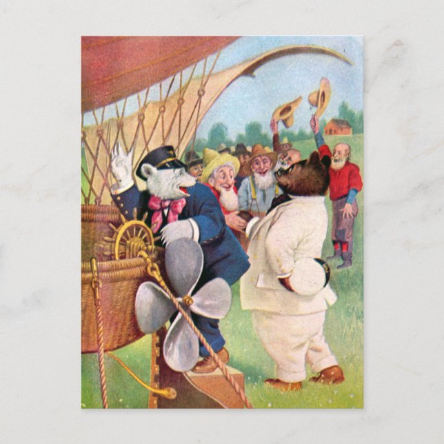 Roosevelt Bears Fly in Luftballong Vykort (Framsida)