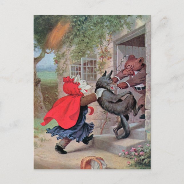 Roosevelt Bears spelar Huvan Little Red Riding Vykort (Framsida)