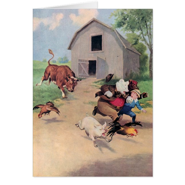 Roosevelt Bears Springa från A Bull Down på anlägg Hälsningskort (Framsidan)