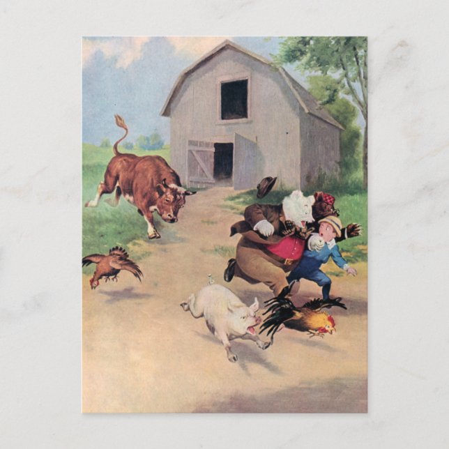 Roosevelt Bears Springa från A Bull Down på anlägg Vykort (Framsida)