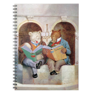 Roosevelt Bears vid Bibliotek Anteckningsbok Med Spiral