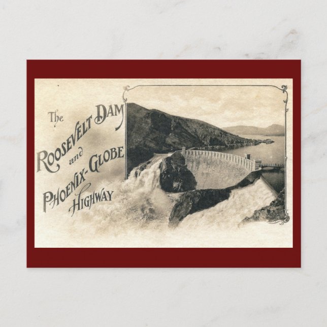 Roosevelt Dam Vintage Vykort (Framsida)