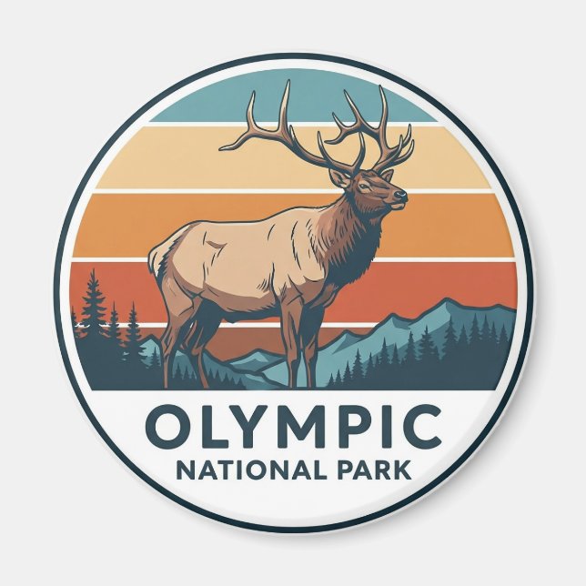 Roosevelt Elk Washingtons olympiska nationalpark Magnet (Framsidan)