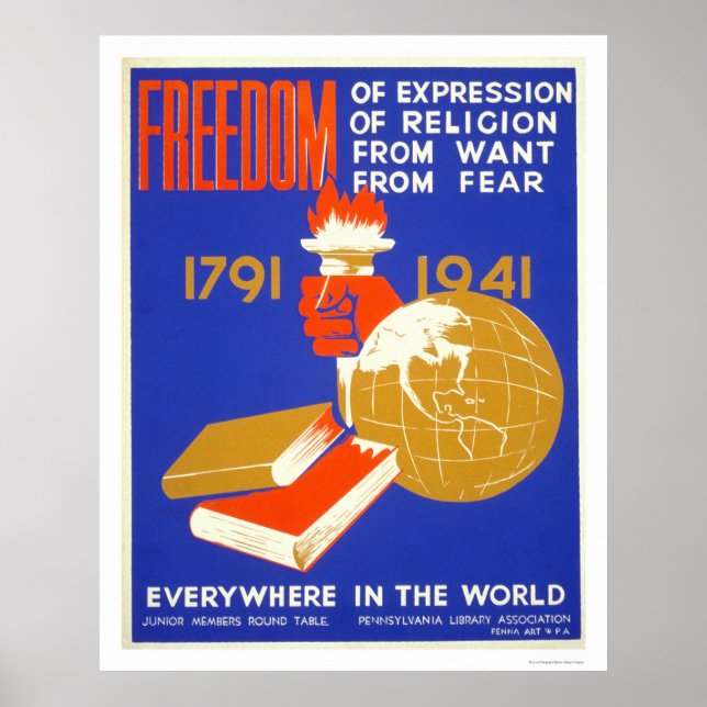 Roosevelt Freedom for All 1941 WPA Poster (Framsidan)