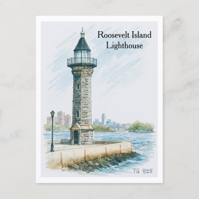 Roosevelt Island Lighthouse NYC Postcard Vykort (Framsida)