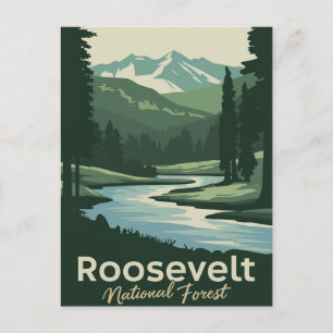 Roosevelt National Forest Minimal Travel Art Helg Vykort