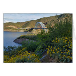 Roosevelt Sjö Bridge Arizona Gult Wildblommor Hälsningskort
